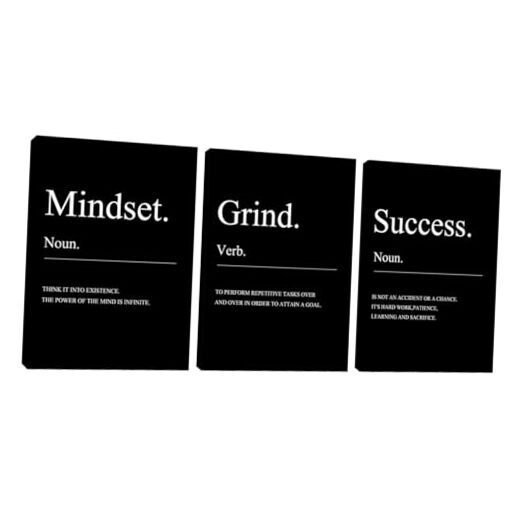 Motivational Black Success Canvas Wall Art 3 Pieces Mindset 28