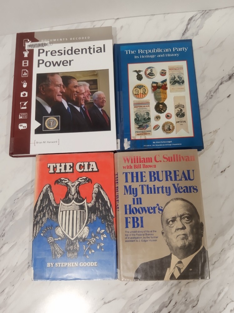Government Agency 4 Book Lot: Presidential Power - Republican Party - CIA - FBI
