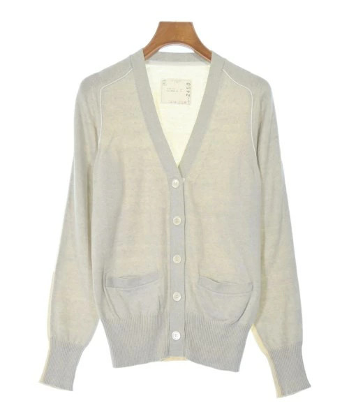 sacai Women's Cardigan Light Gray Ivory Cotton Cashmere Size S Used Vintage