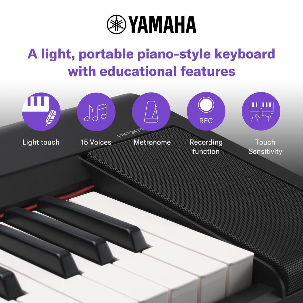 Yamaha 61-Key Piaggero Ultra-Portable Digital Piano, Black (NP15B)