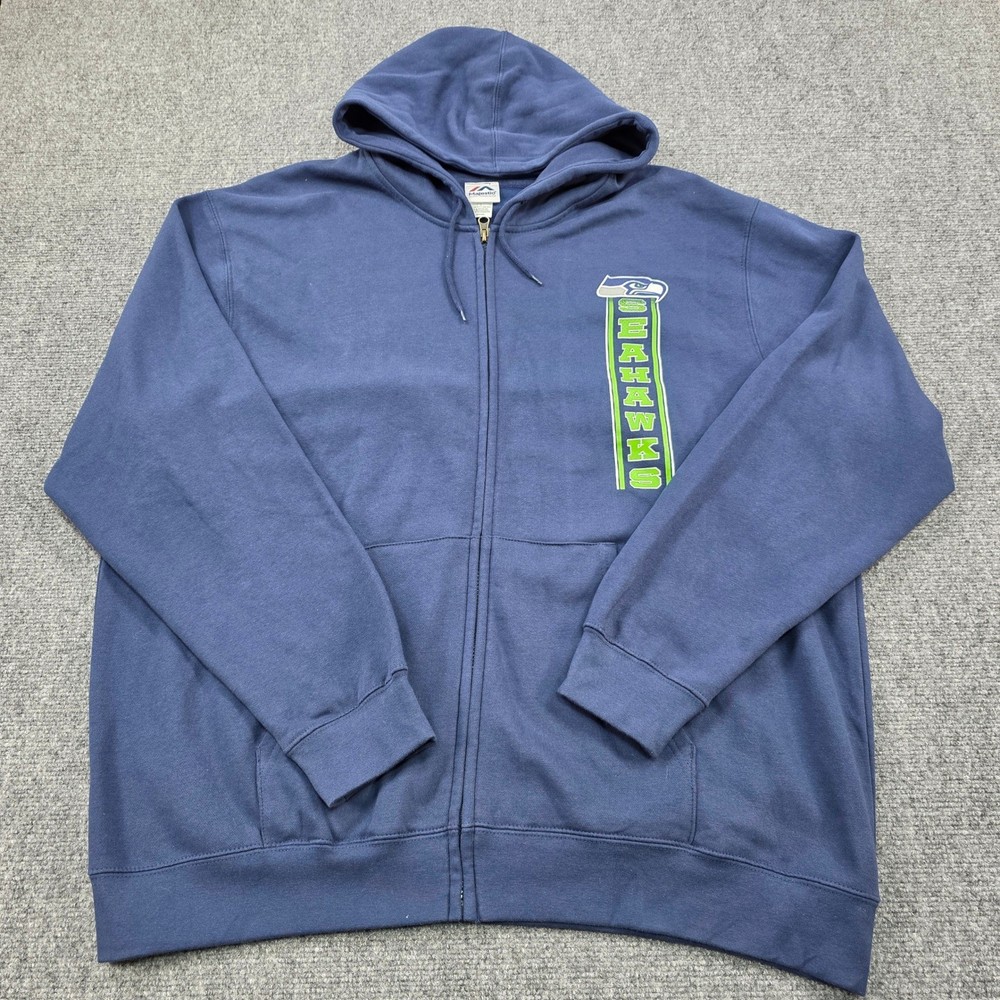 Majestic Seattle Seahawks Full Zip Hoodie NFL Football Mens 2XL Navy