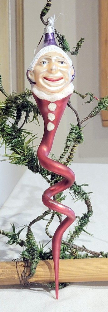Christopher Radko Christmas Ornament Clown Snake. 1992. Heavy Polish Glass Orn.