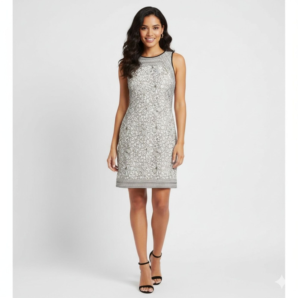 LOFT Women Floral Lace Shift Lined Sheath Sleeveless Mini Dress Size S/4