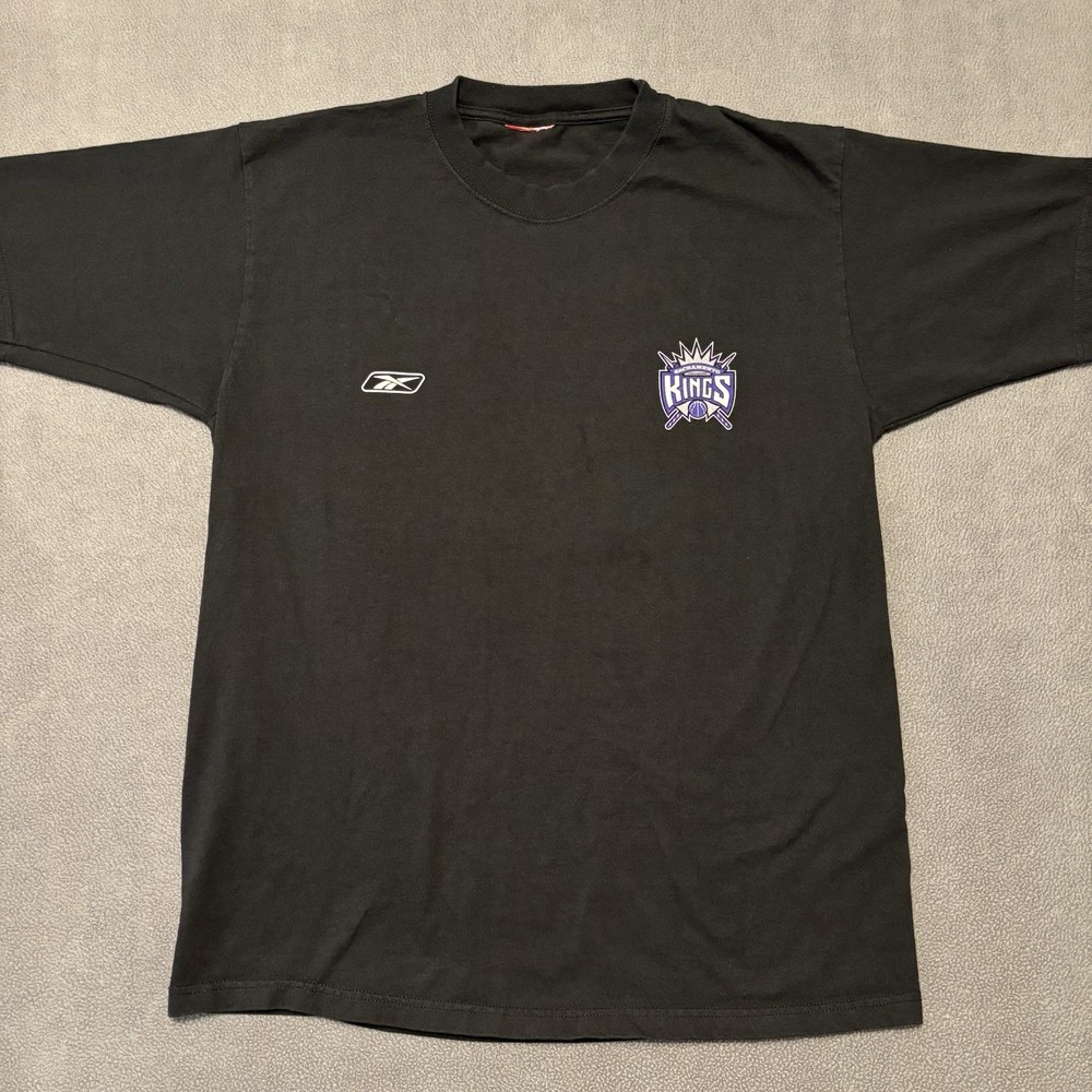 Vintage Reebok Sacramento Kings T-Shirt Mens Large Black NBA Basketball Sports
