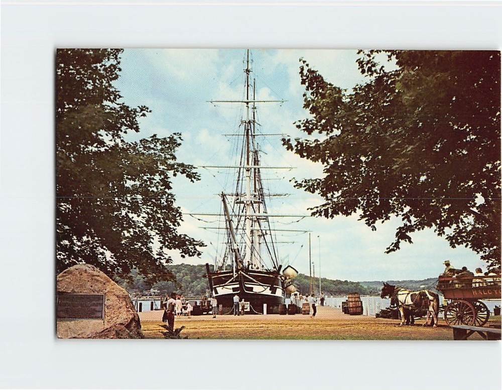 Postcard Charles W. Morgan Ship Mystic Seaport Maritime Museum Connecticut USA