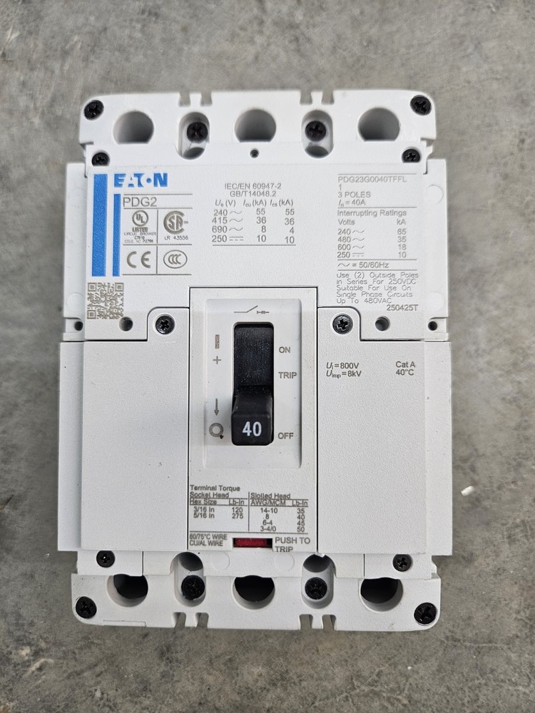 Eaton PDG23G0040TFFL 40 Amp 480V 3 Pole Circuit Breaker NEW Panel Take-Out