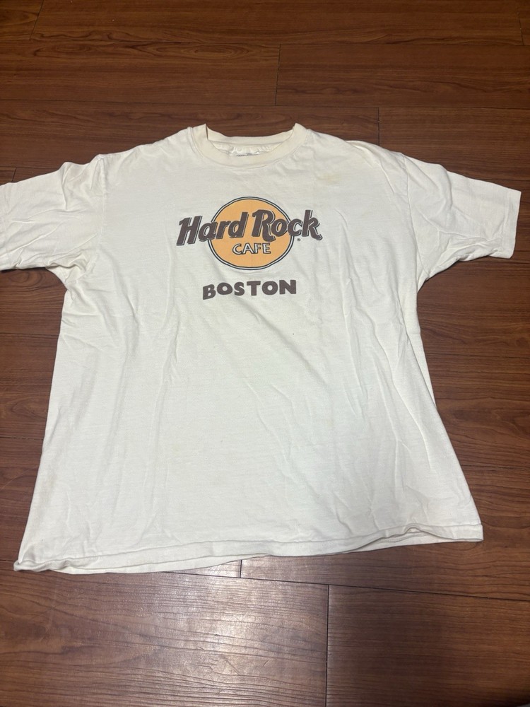 Vintage Hard Rock Cafe T-shirt Mens XL White USA 90s Boston Single Stitch