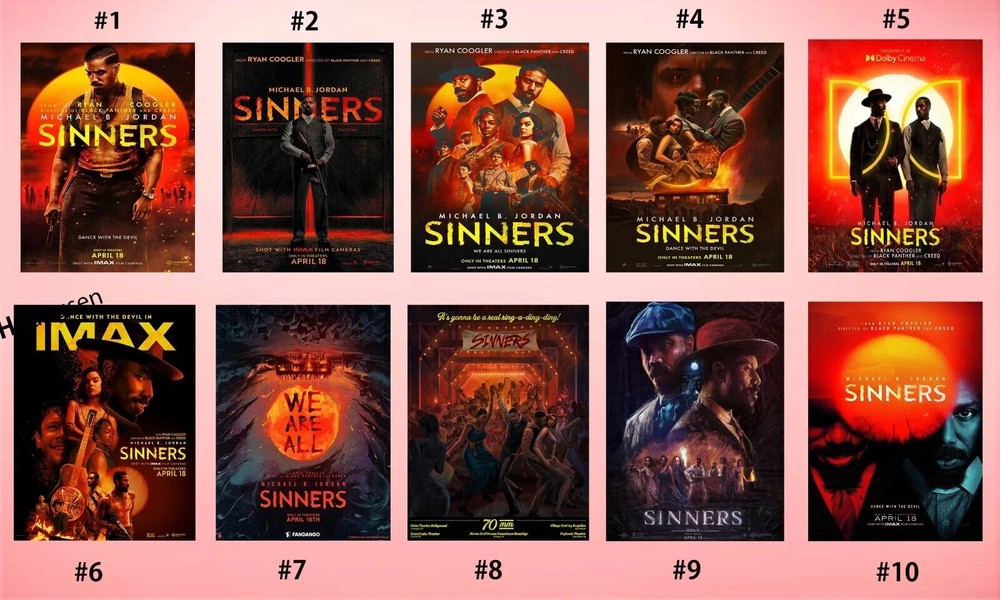 SINNERS 2025 Movie Poster Starring Michael B Jordan Warner Bros