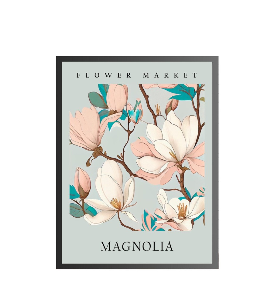 Magnolia Flower Art Print Poster Wall Decor Painting Floral Botanical