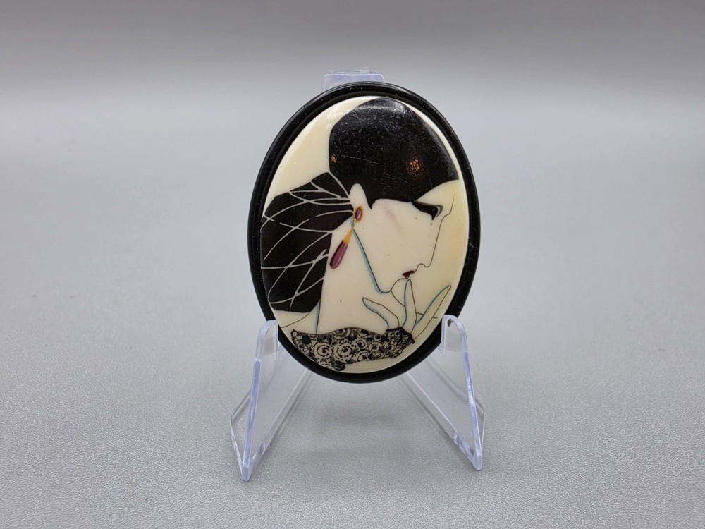 Roberto Tortoli Italian Art Deco Revival Lady Profile Brooch