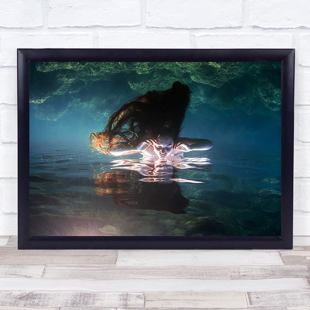 Kassandra Underwater Reflection Surface Girl Model Woman Hair Face Art Print