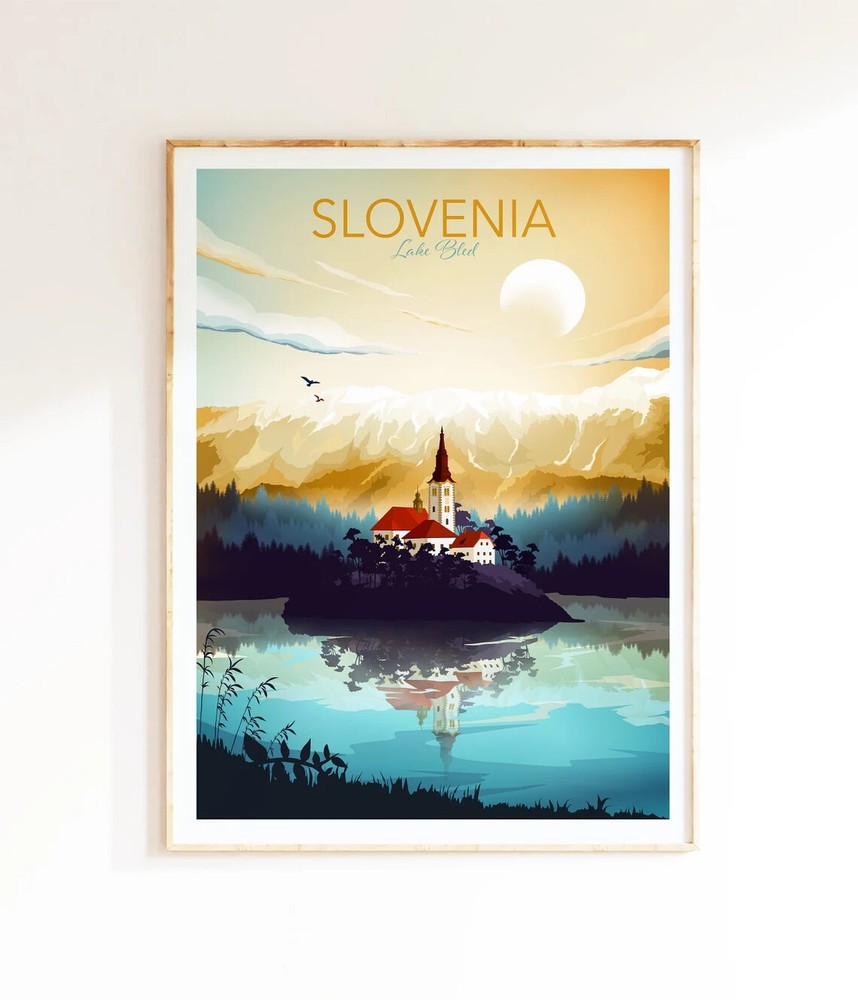 Slovenia Lake Bled Europe Travel Poster Premium Quality Choose your Size