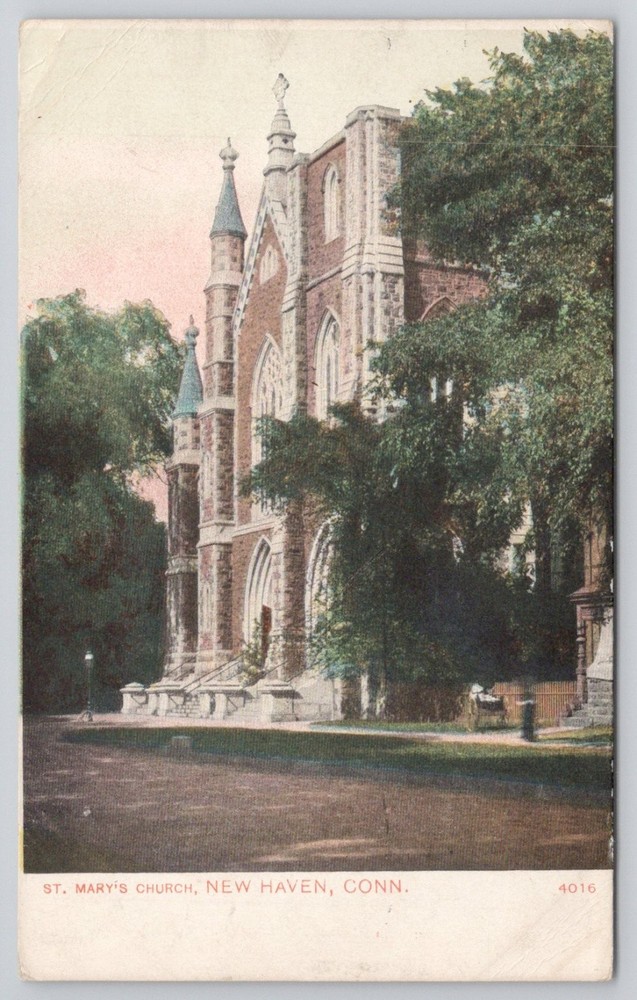 St. Mary's Church New Haven CT Vintage Postcard Ullman 1909 Posted