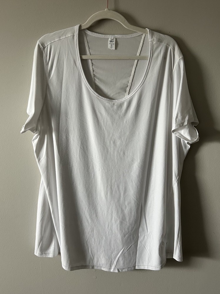 Old Navy Women's Breathe On Active Workout Top Size XXL Tall White Mesh Back