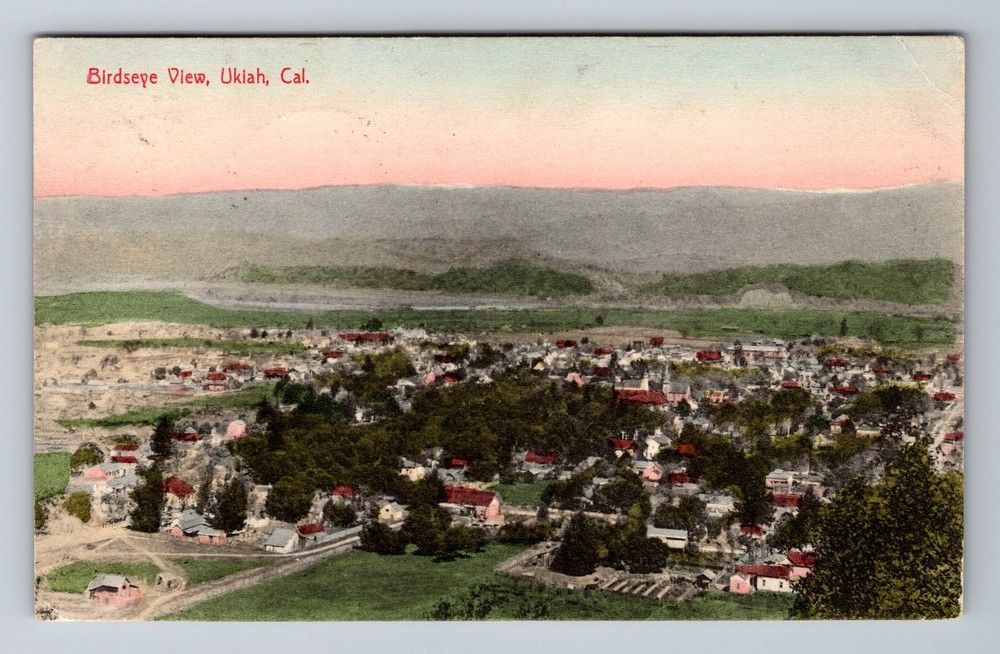 Ukiah CA-California, Birds Eye View Of City, Antique, Vintage c1909 Postcard