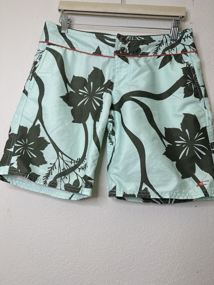 O’Neill Women’s Green Floral Button/Zip Embroidered Board shorts Sz. 5 Juniors