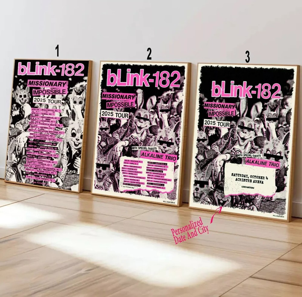 Custom Blink-182 Missionary Impossible 2025 Tour Concert Poster