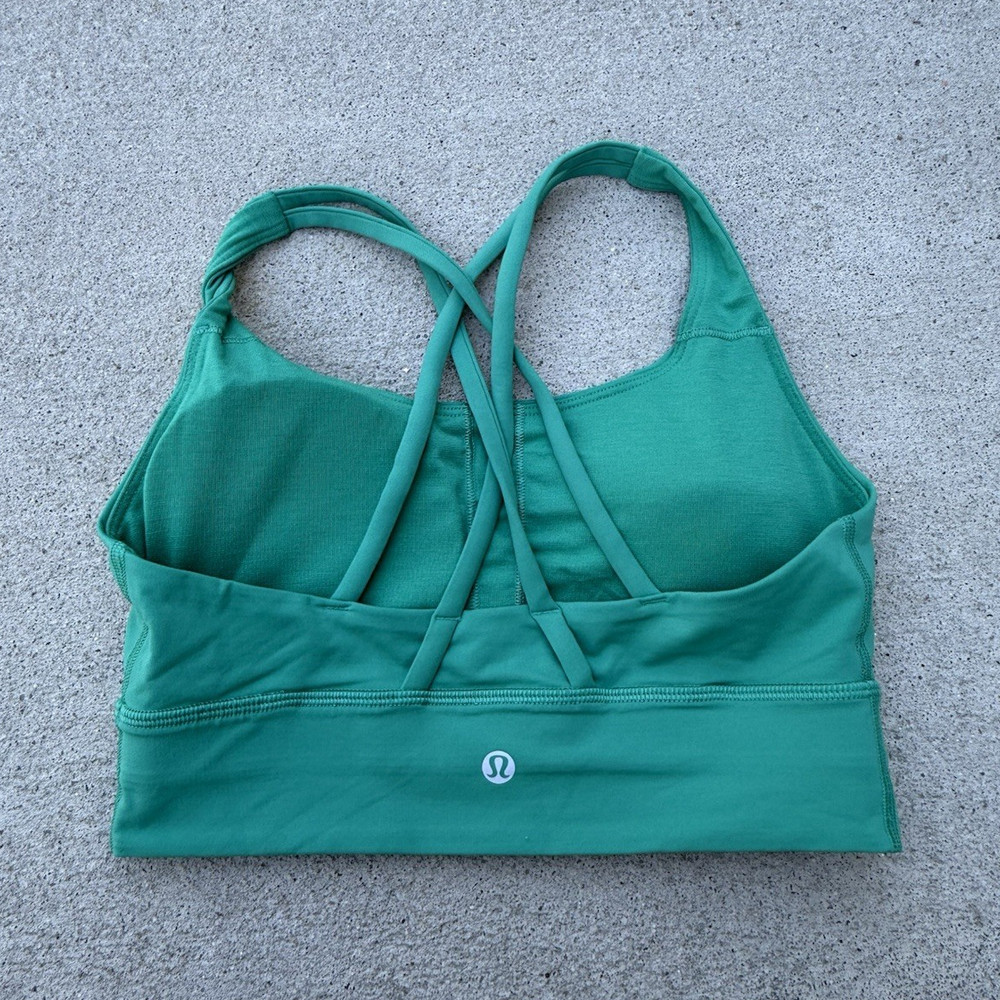 lululemon athletica Green Crossback Sports Bra Wireless Logo Pullover S