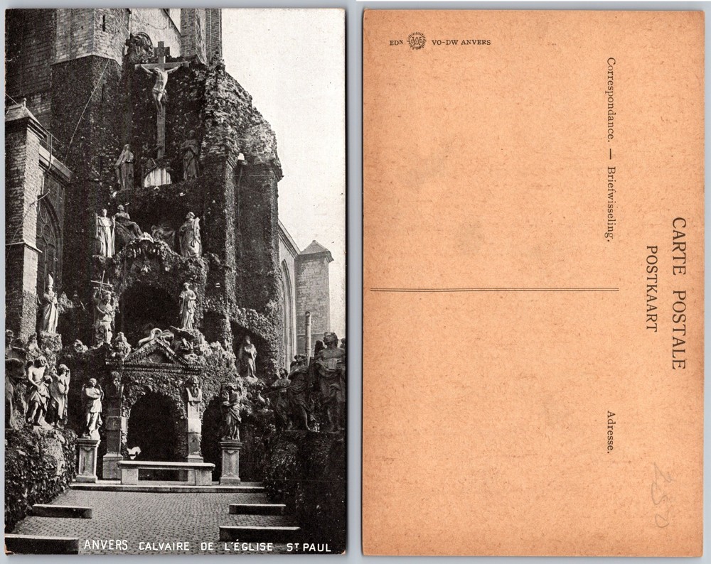 Anvers Calvaire Eglise St Paul Sculpture Postcard