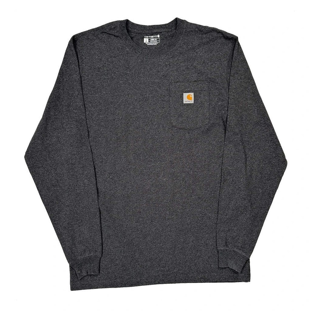 Carhartt Long Sleeve T-Shirt - Large Gray Cotton