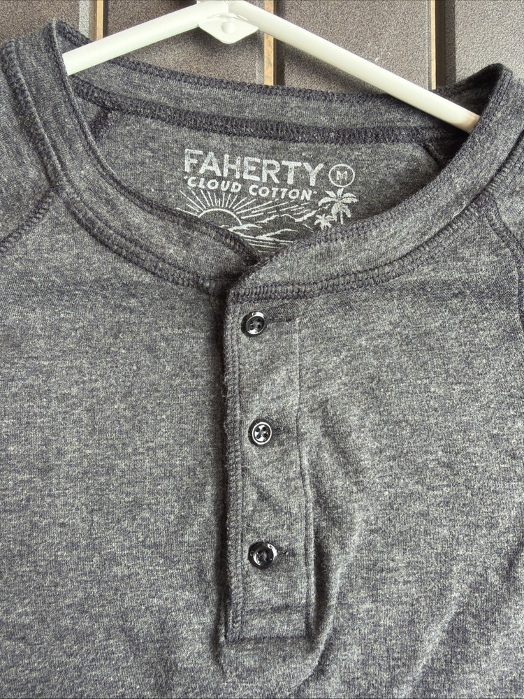 Faherty Shirt Mens Medium Cloud Cotton Henley Long Sleeve Pima Modal Basic Tee T