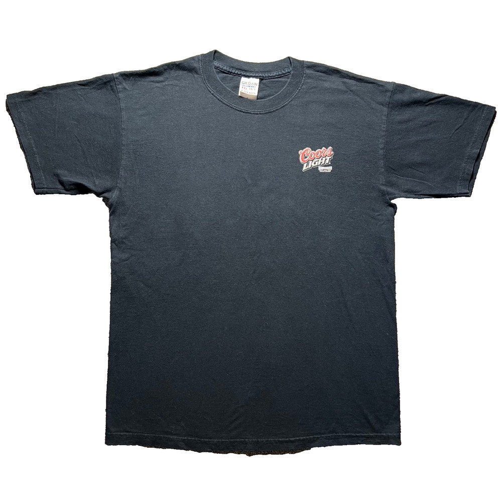 Vintage Coors Light T Shirt Mens Medium Black Y2K Gildan Cotton Outlast Promo