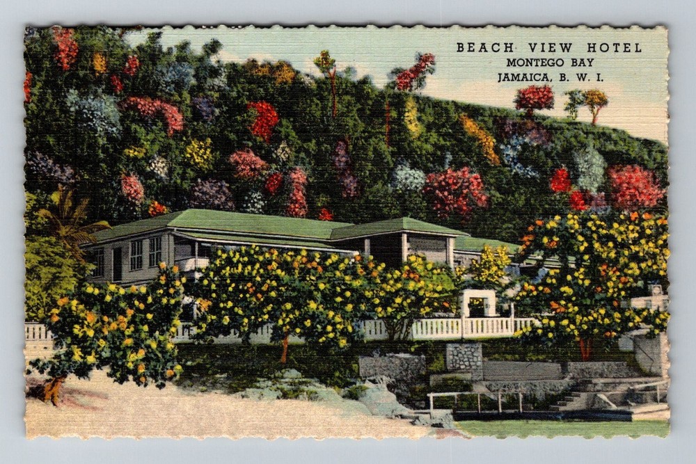 Jamaica- British West Indies Montego Bay Beach View Hotel Old Vintage Postcard