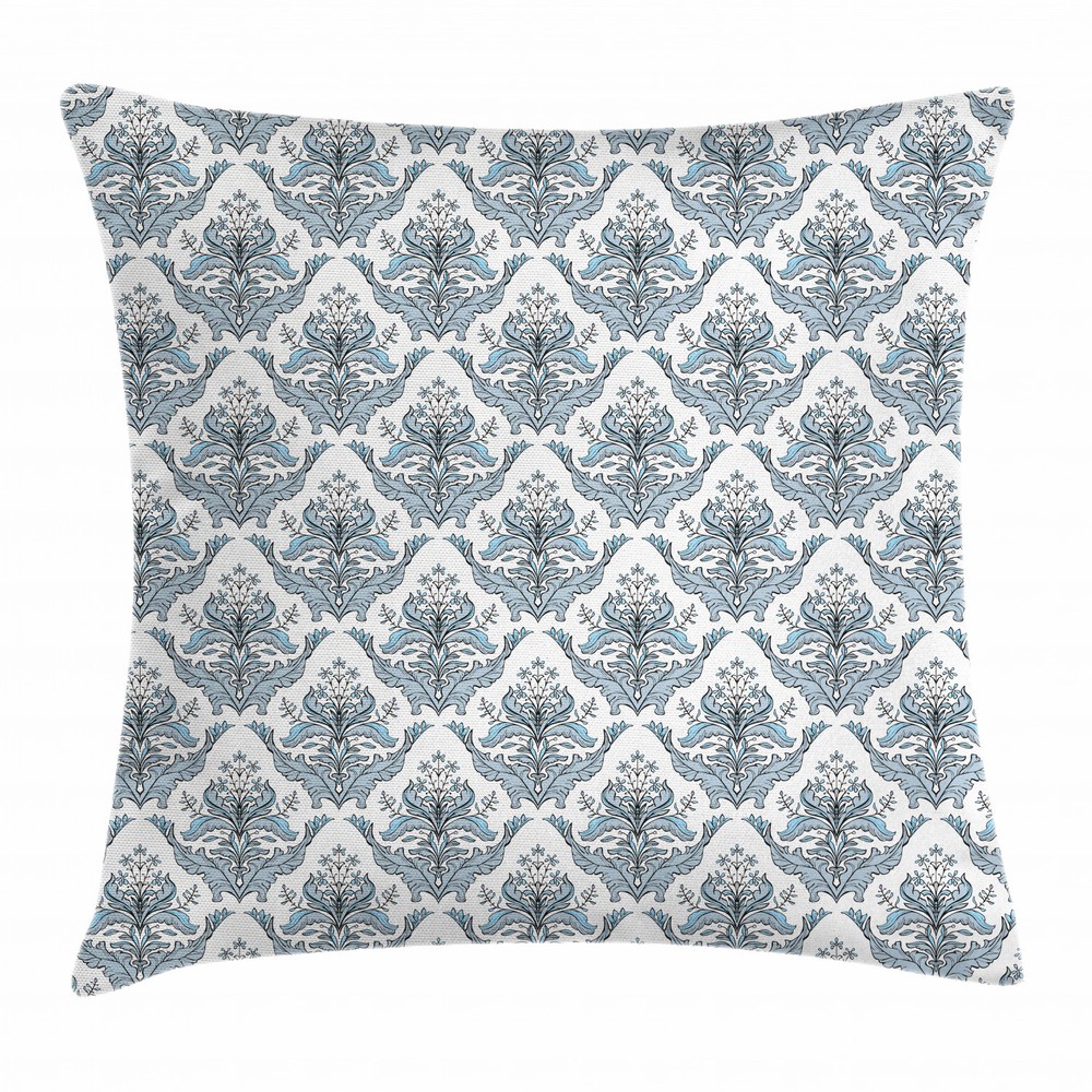 Winter Floral Damask Square Pillow Case Cover 24 Inches