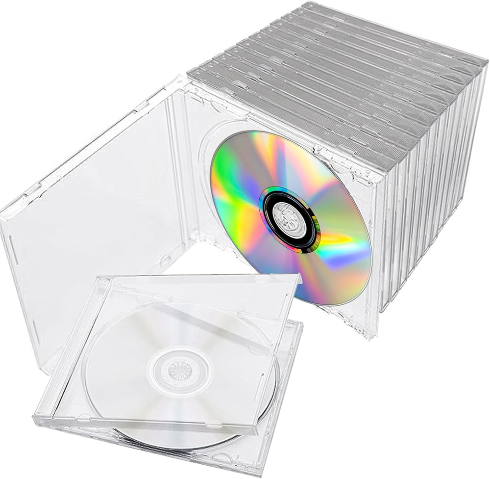 12 PCS Plastic CD Jewel Case 10.4 Mm Standard CD DVD Cover Clear Single DVD Disc
