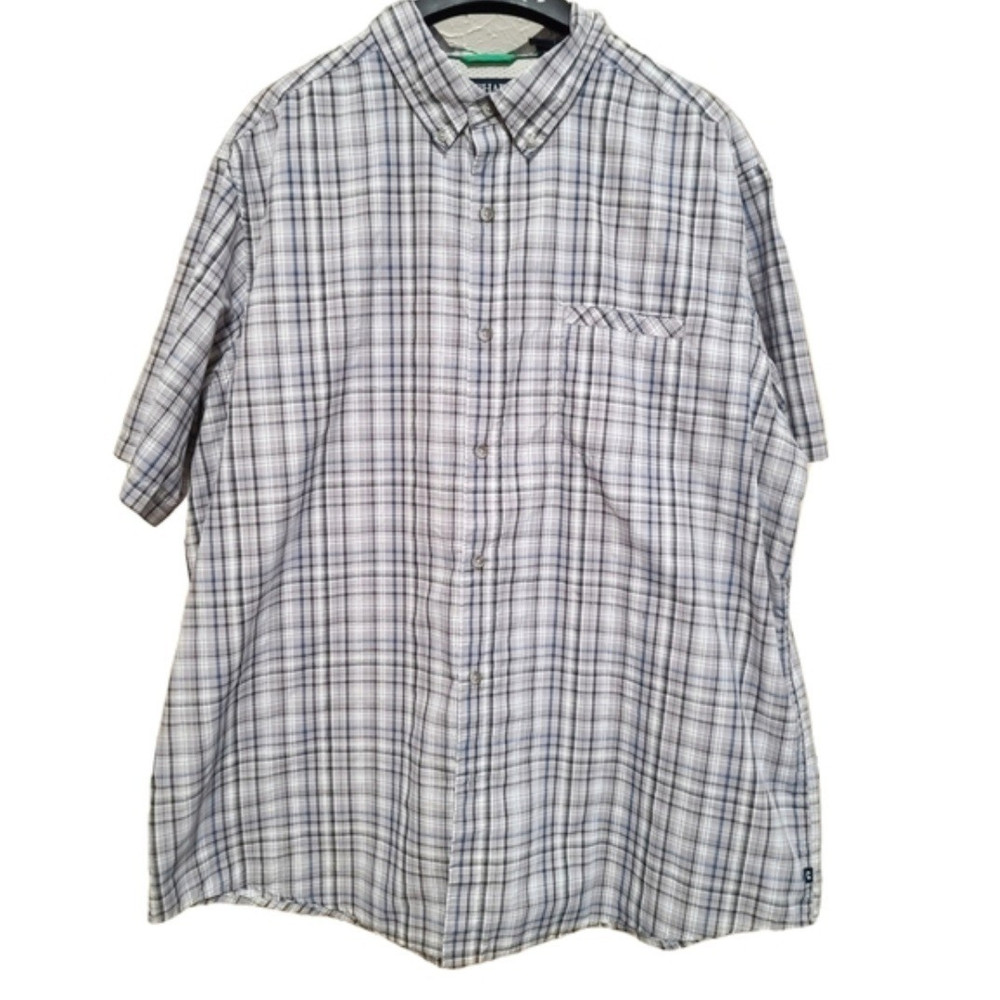 Chaps Men's XXL Regular Plaid Button-Up Shirt Short Sleeve Button-Down Pockets