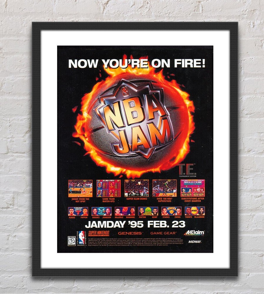 Vintage NBA Jam Glossy Promo Poster for SNES & Sega Genesis Unframed G0093