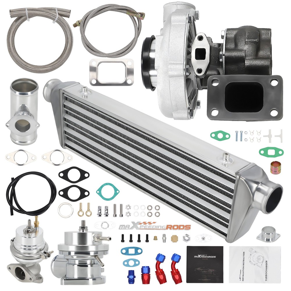 T3 T4 Turbo Intercooler+Oil Lines Starter Setup Kit For T3 T4 T04E Turbocharger