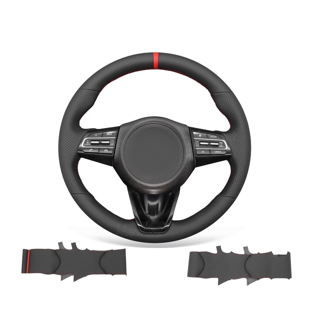 Hand Stitch DIY Genuine Leather Steering Wheel Cover for Kia Stinger 2018-2021