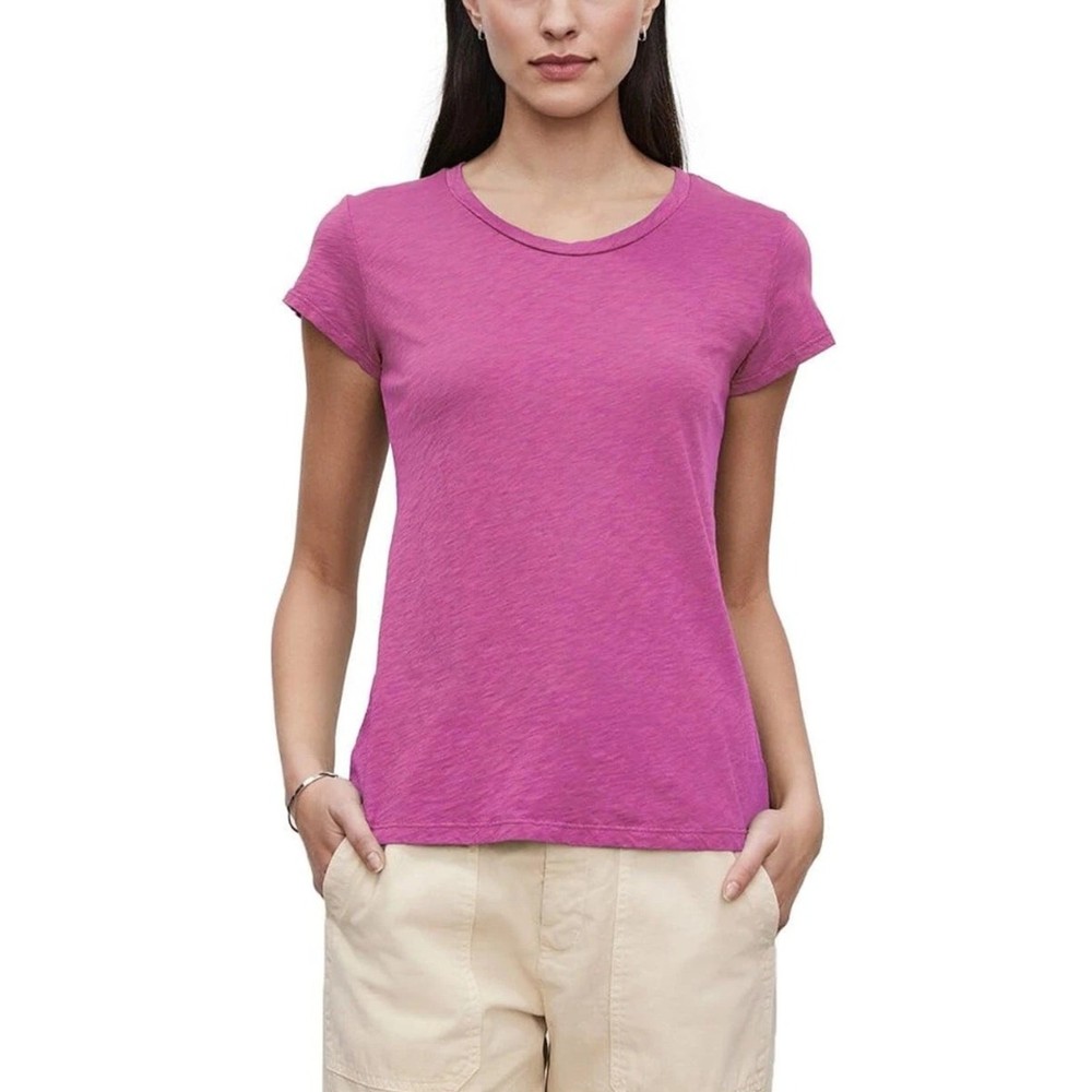 Velvet by Graham & Spencer Women Orchid Cotton Odelia Vintage Slub Tee Size M