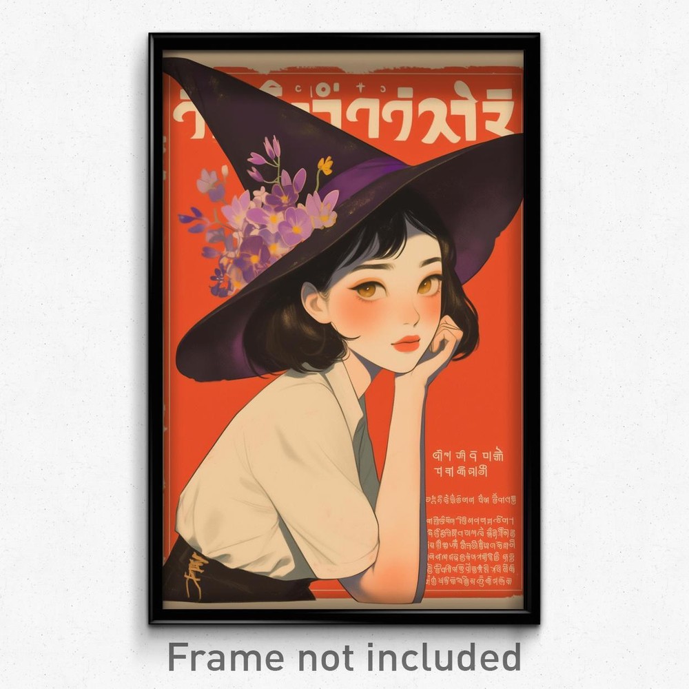 Thai Romance Movie Poster - Girl in Love with Wizard Hat Art Print