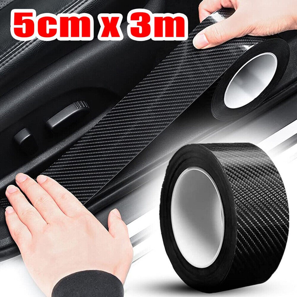 Carbon Fiber Sticker Car Door Sill Protector Scuff Plate Trim Decal Accessories