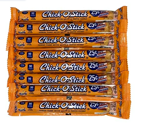 Chick O Stick Candy Bars | 8 Pack | Crunchy Peanut Butter Rolled In Toast Coconu