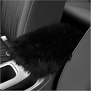 Soft Fluffy Center Console Armrest Cover with Elastic Straps for  Color: Black
