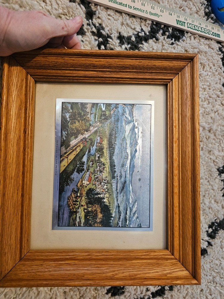 Currier And Ives Lithograph - Through To The Pacific framed print Train Mountain