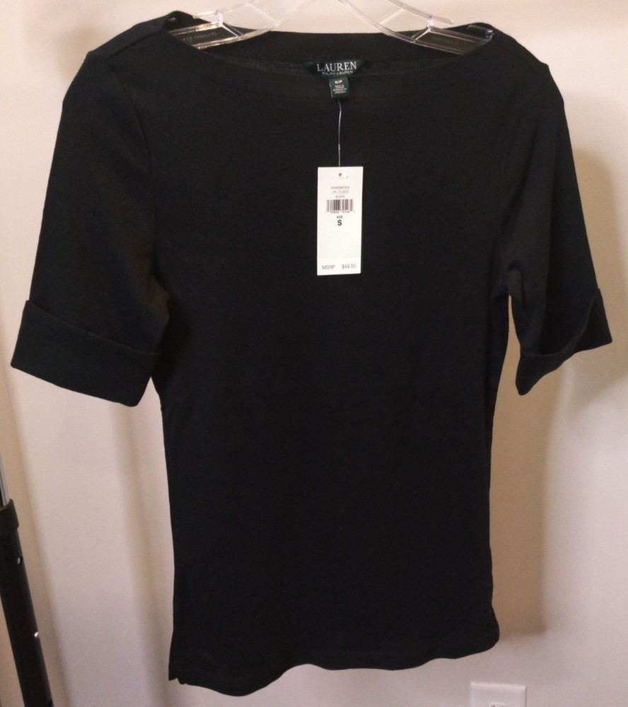 NWT LAUREN RALPH LAUREN 100% Cotton t-shirt small black