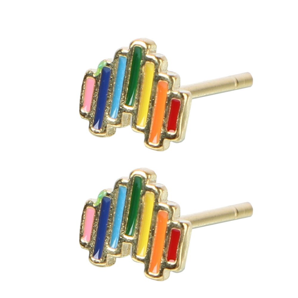 Nose Hoops Rainbow Heart Stud Earrings Women's Accessories Miss