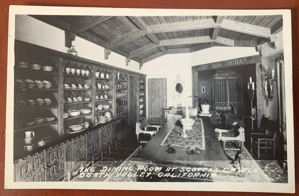 The Dining Room at Scotty's Castle Death Valley CA Real Photo Postcard