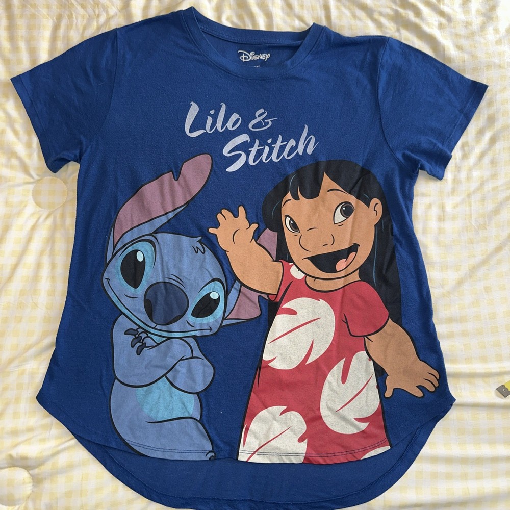 Disney Lilo and Stitch Women’s Blue  Graphic T Shirt Size XXL #400