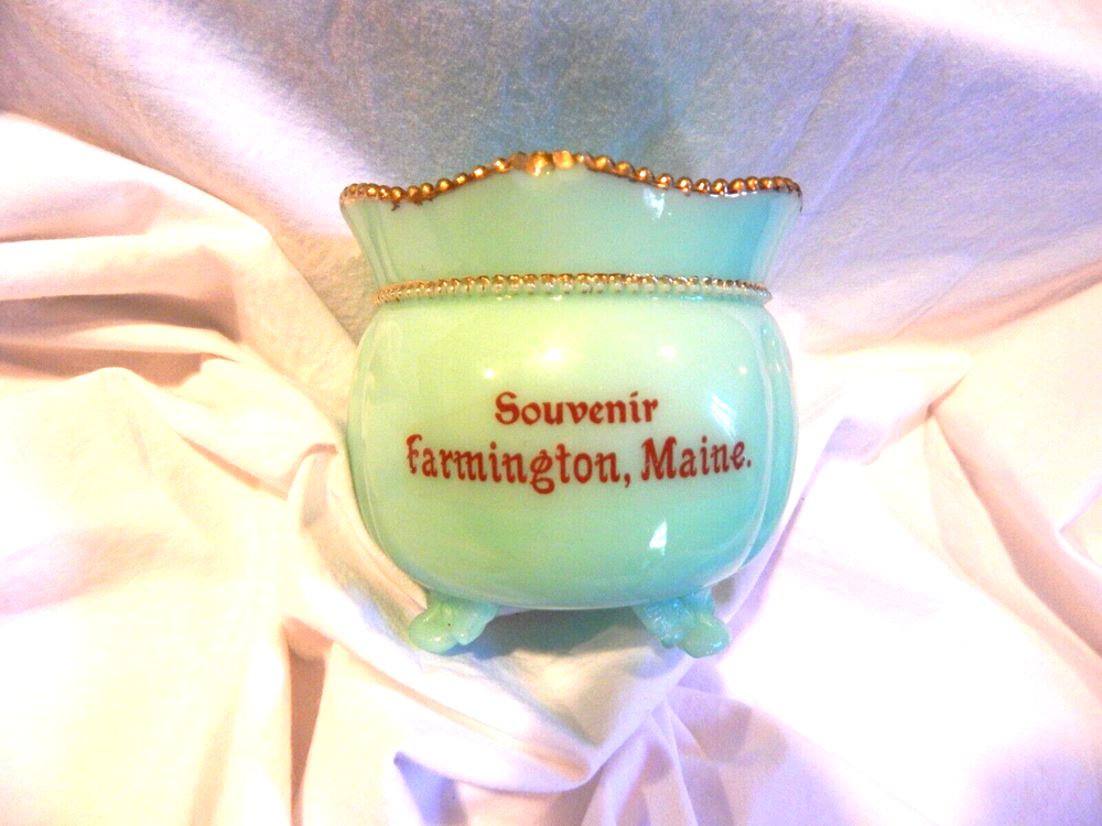 Farmington, Maine Souvenir Footed Custard Glass Cup - Circa 1915