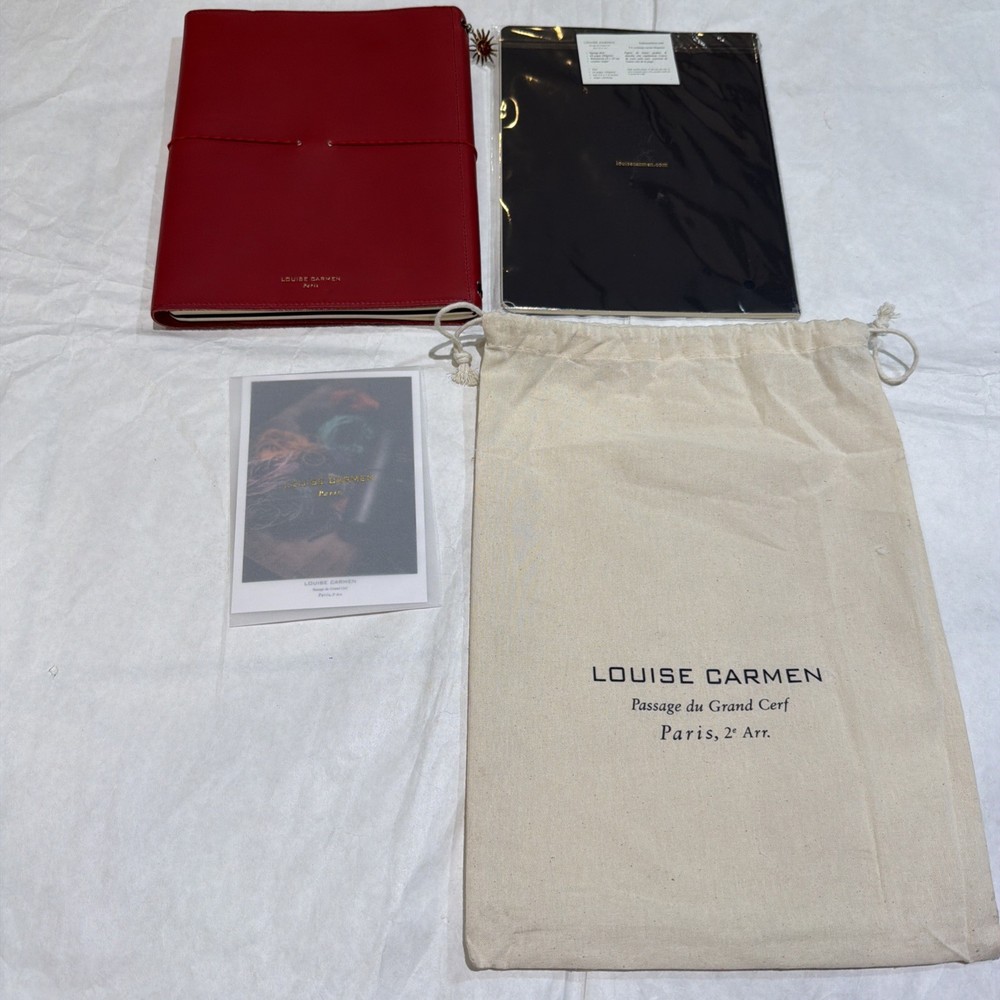 Louise Carmen Large Magnum Leather Notebook Journal w/Refills, Charm Red New