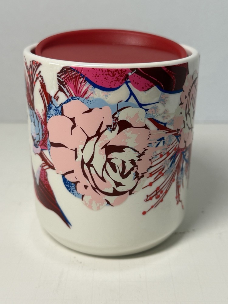 8 oz Coffee Cup Tea Mug Tumbler w/ Lid 2023 STARBUCKS - Holiday Pine, Roses