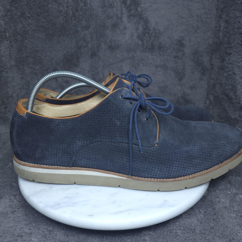 Johnston & Murphy Shoes Mens Size 13 Blue Suede Lace Up Sheepskin Sneakers