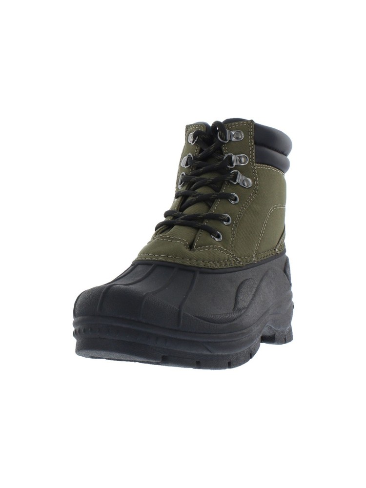 Vintage Green Mixed Media Joe Toe Platform Duck Boots for Men - Weatherproof Size 9 M