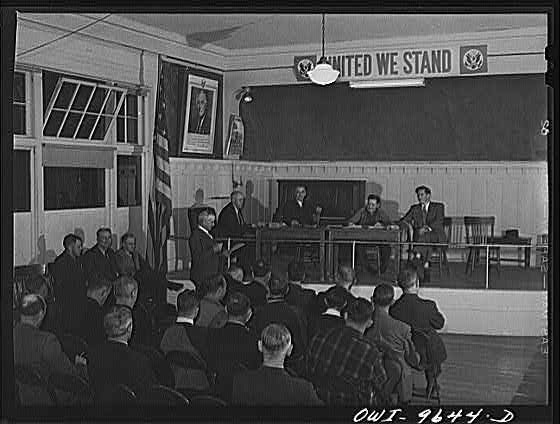 Photo:Butte, Montana. Meeting of the engineers' union at Union Hall