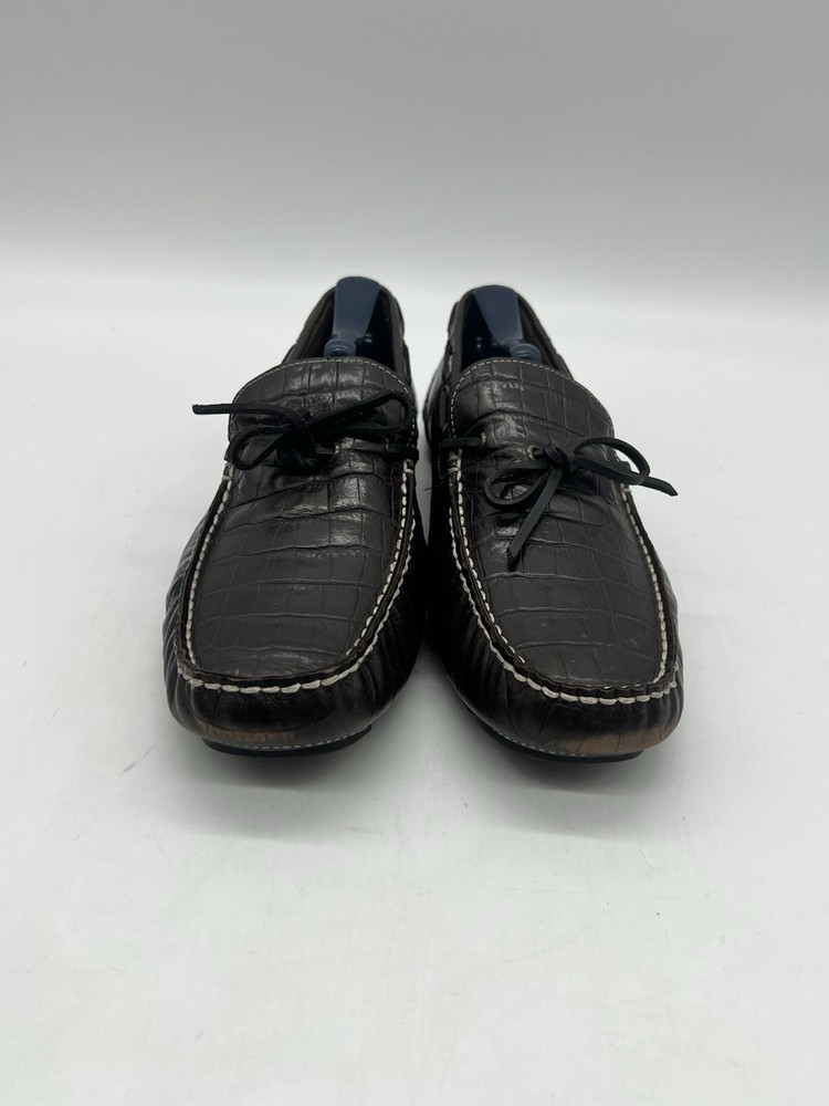Cole Haan Men’s 10M Dark Crocodile Leather Driving Mocs Moccasins shoes.